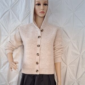 Madewell Cream Button-Up Hooded Cardigan